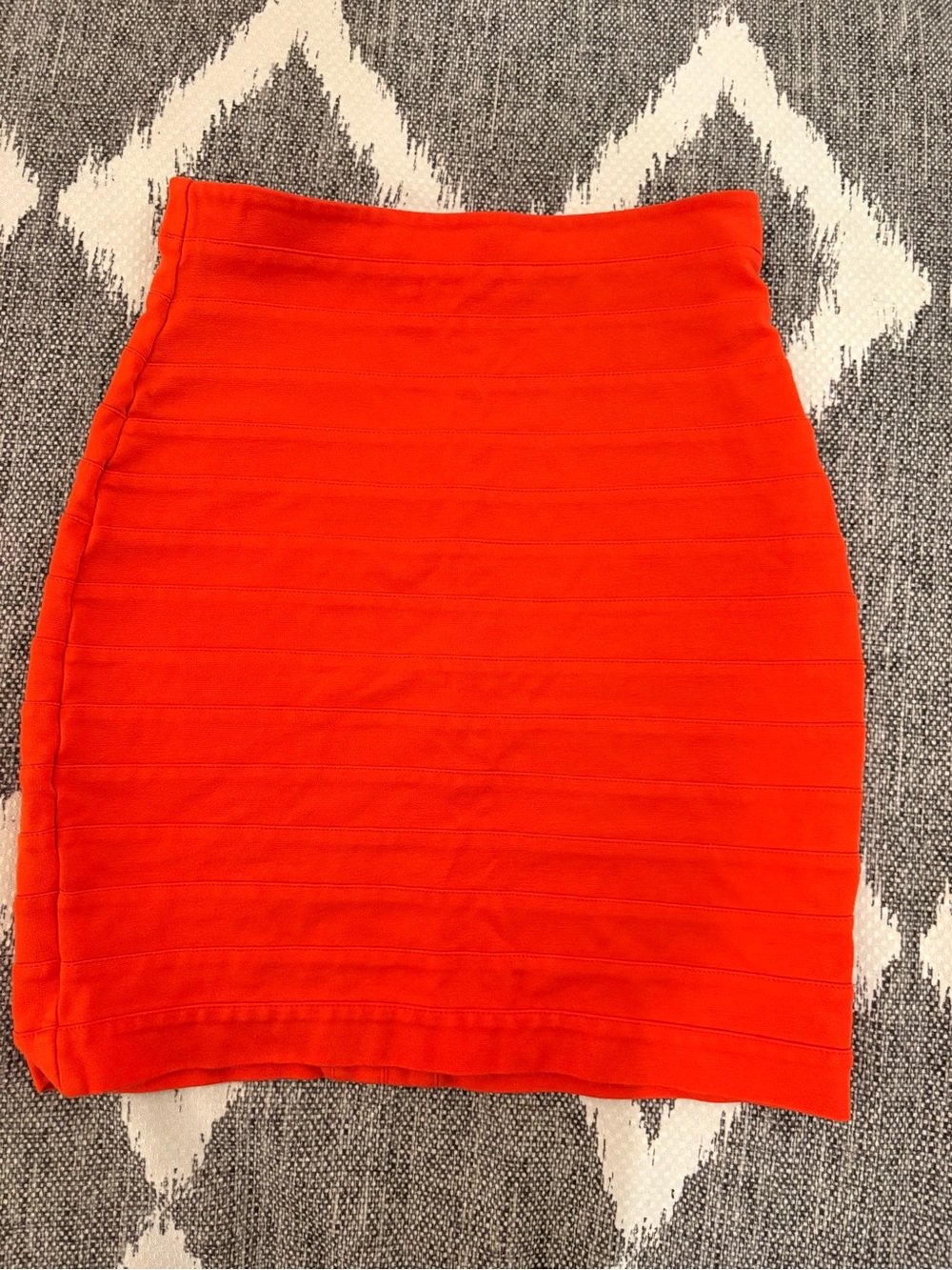 Express Orange Red Bandage Pencil Skirt